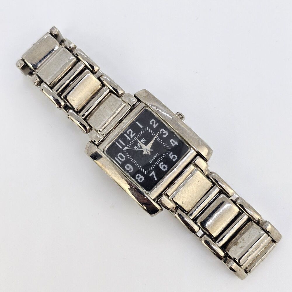 Women's Watch 28MM Black Dial Gray Bracelet Band 8" Wrist New Battery